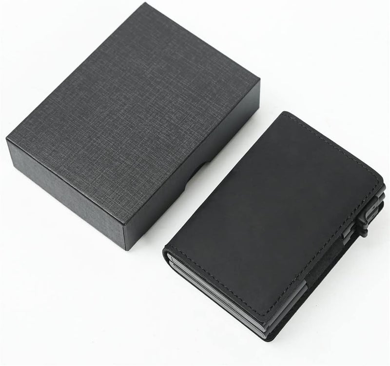 Fermido Slim Wallet for Air Tag| Genuine Leather RFID Credit Card Money Holder Automatic Pop up Mini Aluminum Wallet | Pocket-Sized and Slim Design Multipurpose Accessory for AirTag Case Cover for Men… - Image 4
