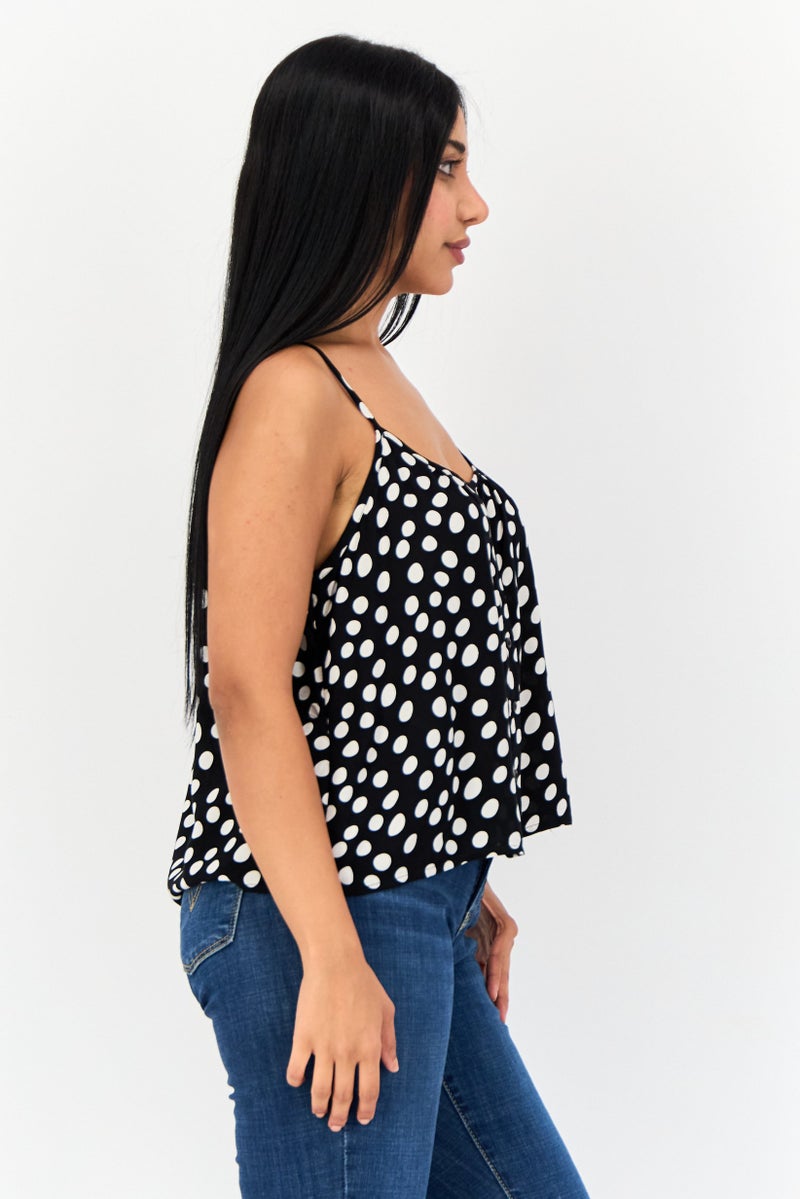 ONLY بلوزة نسائية بدون أكمام على شكل حرف U بنقاط بولكا، متعددة الألوان - Image 4