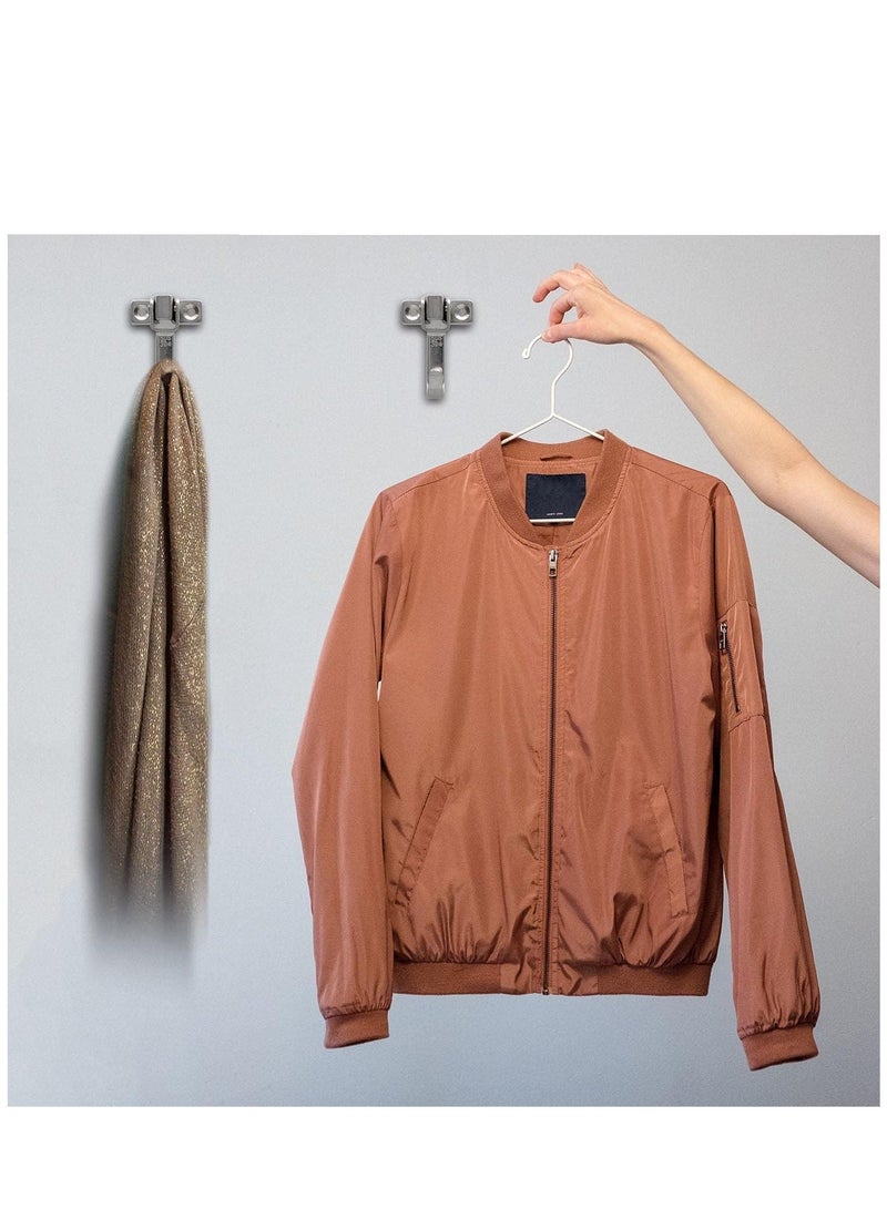 Wall Hooks Heavy Duty 2 Pcs Powerful Chrome Ceiling Hooks Nail-in Hooks with Screws for Kitchen Bathroom Shower Home Entrance Door Closet Cabinet Stainless Steel 20KG Capacity - Image 2