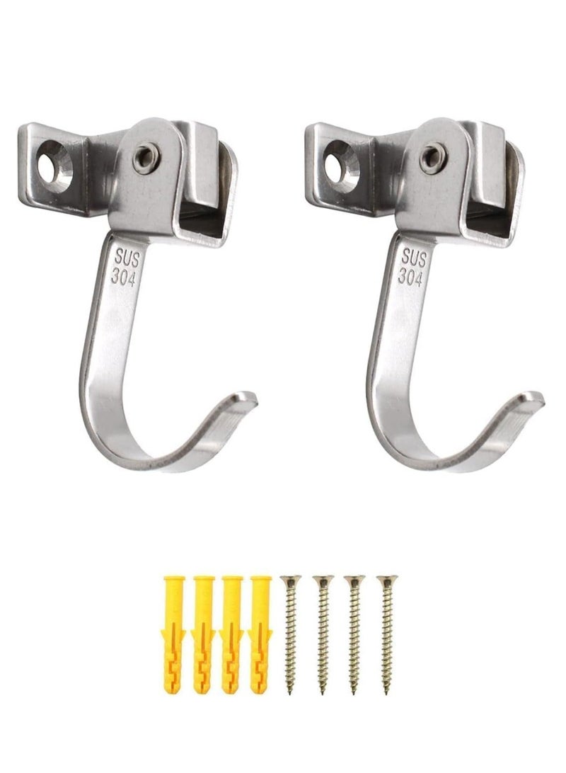 Wall Hooks Heavy Duty 2 Pcs Powerful Chrome Ceiling Hooks Nail-in Hooks with Screws for Kitchen Bathroom Shower Home Entrance Door Closet Cabinet Stainless Steel 20KG Capacity - Image 1