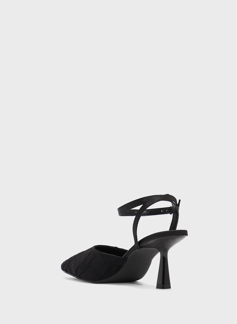 Ginger Heeled Pump With Ankle Strap