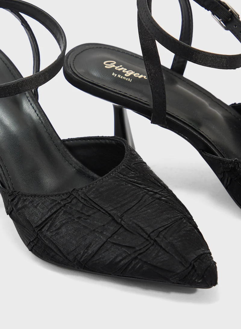 Ginger Heeled Pump With Ankle Strap