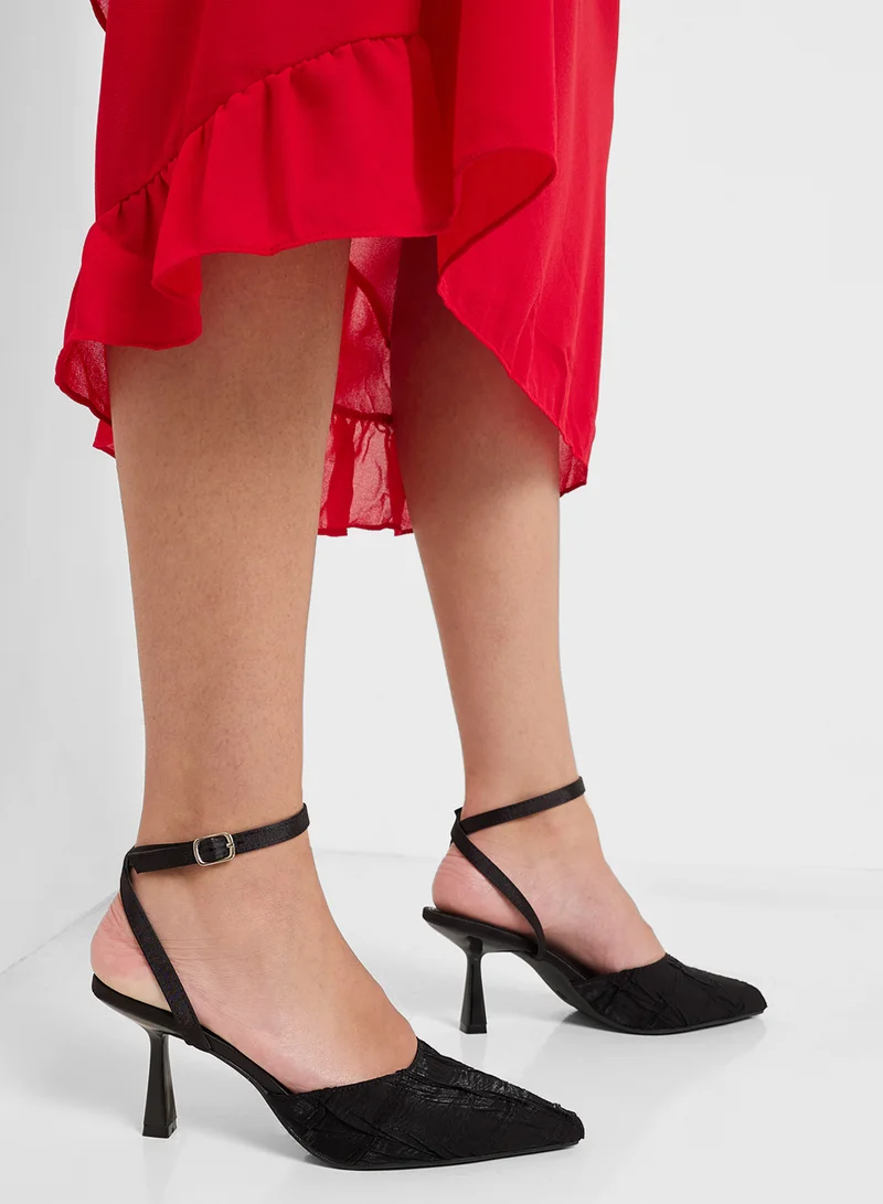 Ginger Heeled Pump With Ankle Strap