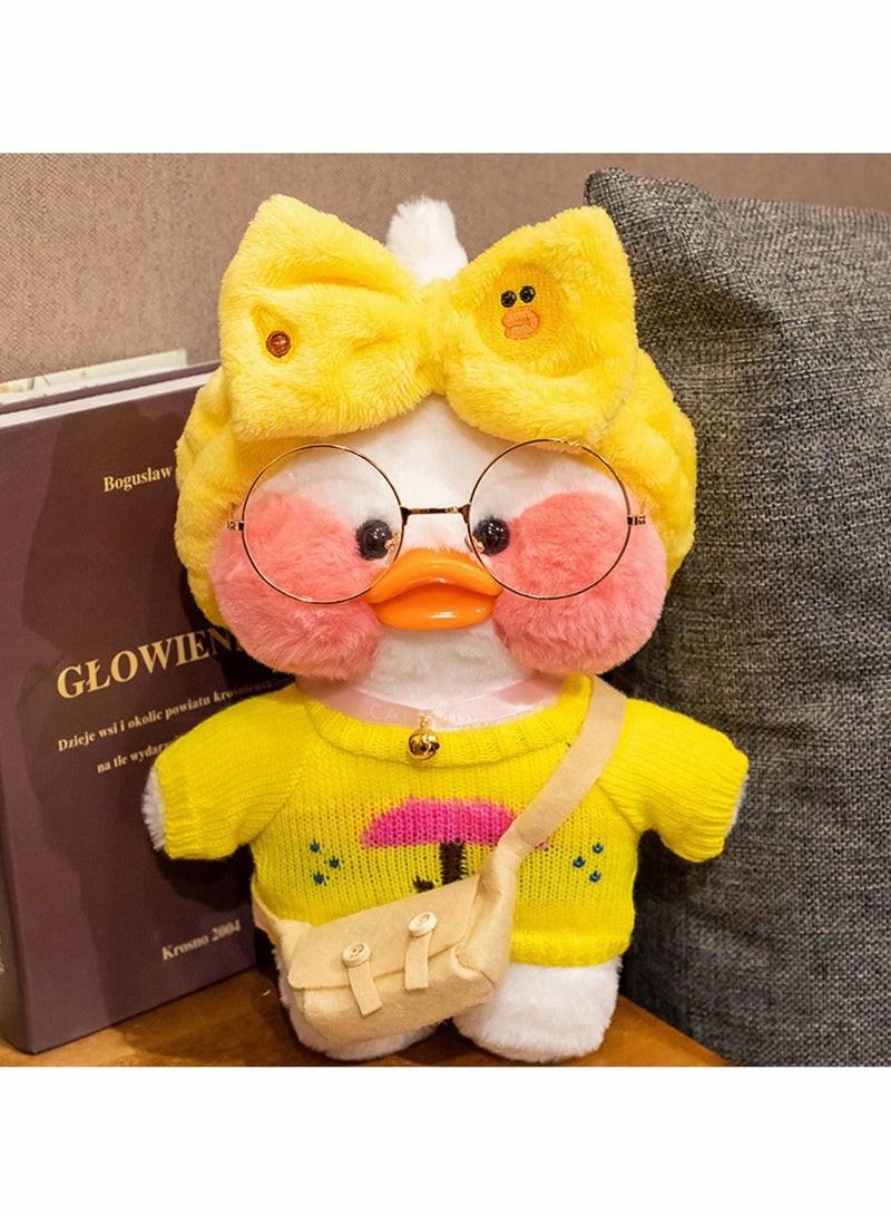 KASTWAVE Duck Stuffed Animal Toy Yellow Soft Plush for Kids Girls DIY Hugglable with Cute Hat and Costume Best Gifts Duckling Glasses 12inch 30cm  - Image 1