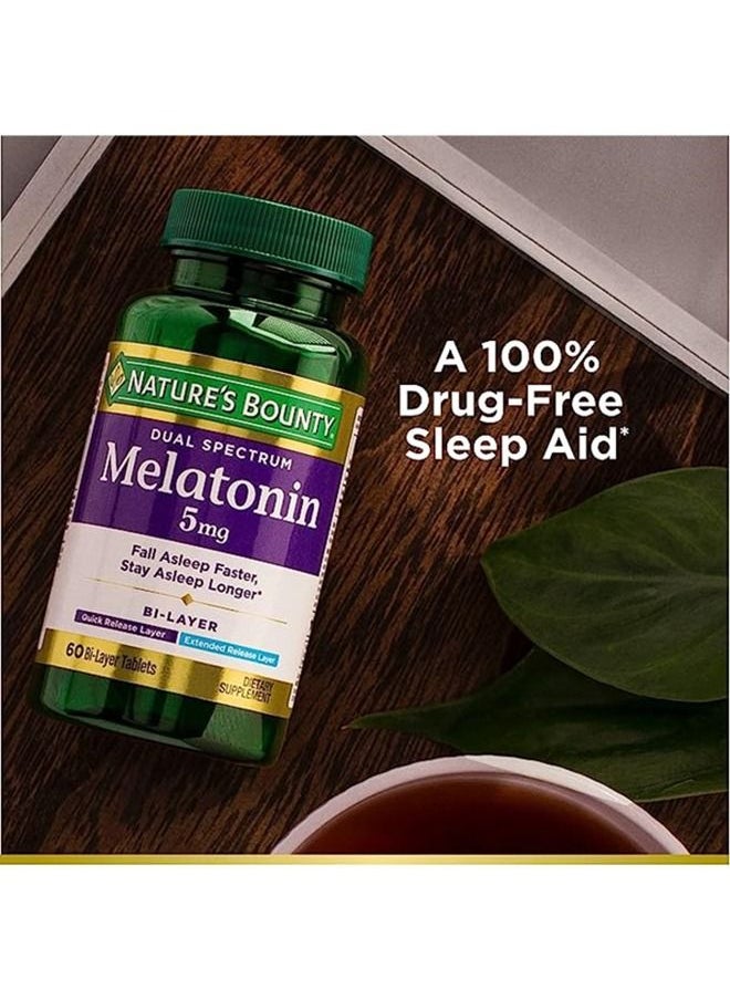 NATURE'S BOUNTY - Melatonin Quick And Extended Release Sleep Aid, 5mg 60 Bi Layer Tablets - Image 1