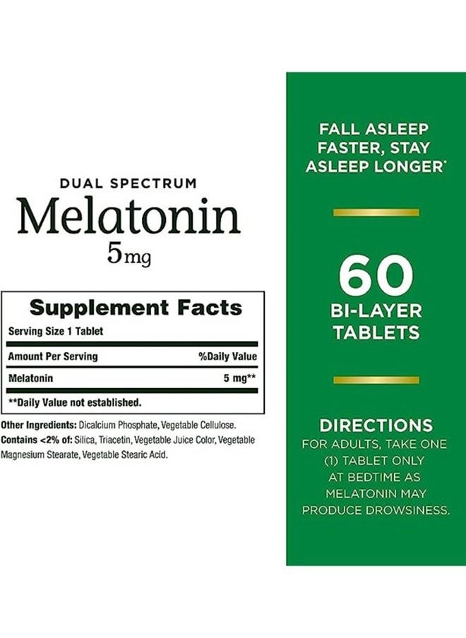 NATURE'S BOUNTY - Melatonin Quick And Extended Release Sleep Aid, 5mg 60 Bi Layer Tablets - Image 1