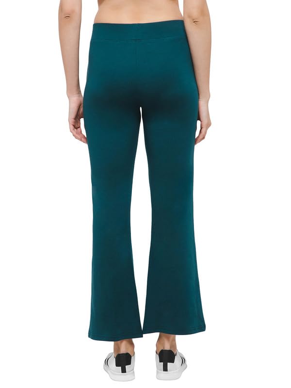 Clovia Women's Comfort Fit High-Rise Flared Yoga Pants with Side Pockets (AB0114R36_Teal_M) - Image 4