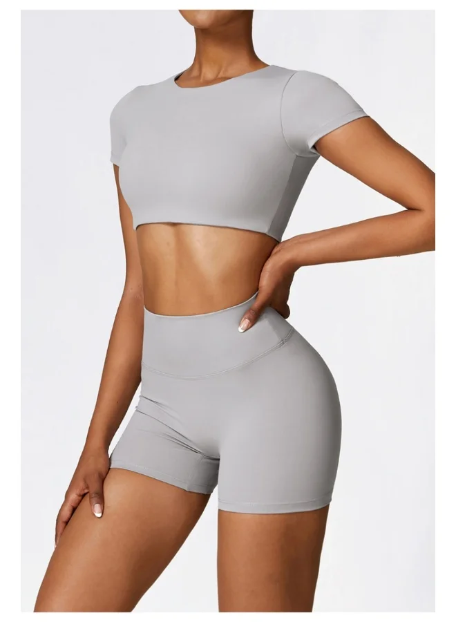 KAWN.YOGA Womens Crop Top Shirt Short Sleeves - Padded Low Impact Workout Yoga Shirt with Removable Built in Bra