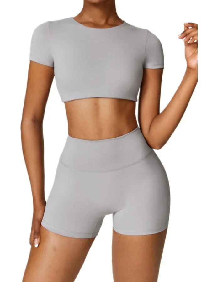 KAWN.YOGA Womens Crop Top Shirt Short Sleeves - Padded Low Impact Workout Yoga Shirt with Removable Built in Bra
