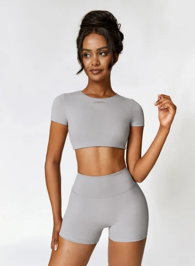 KAWN.YOGA Womens Crop Top Shirt Short Sleeves - Padded Low Impact Workout Yoga Shirt with Removable Built in Bra