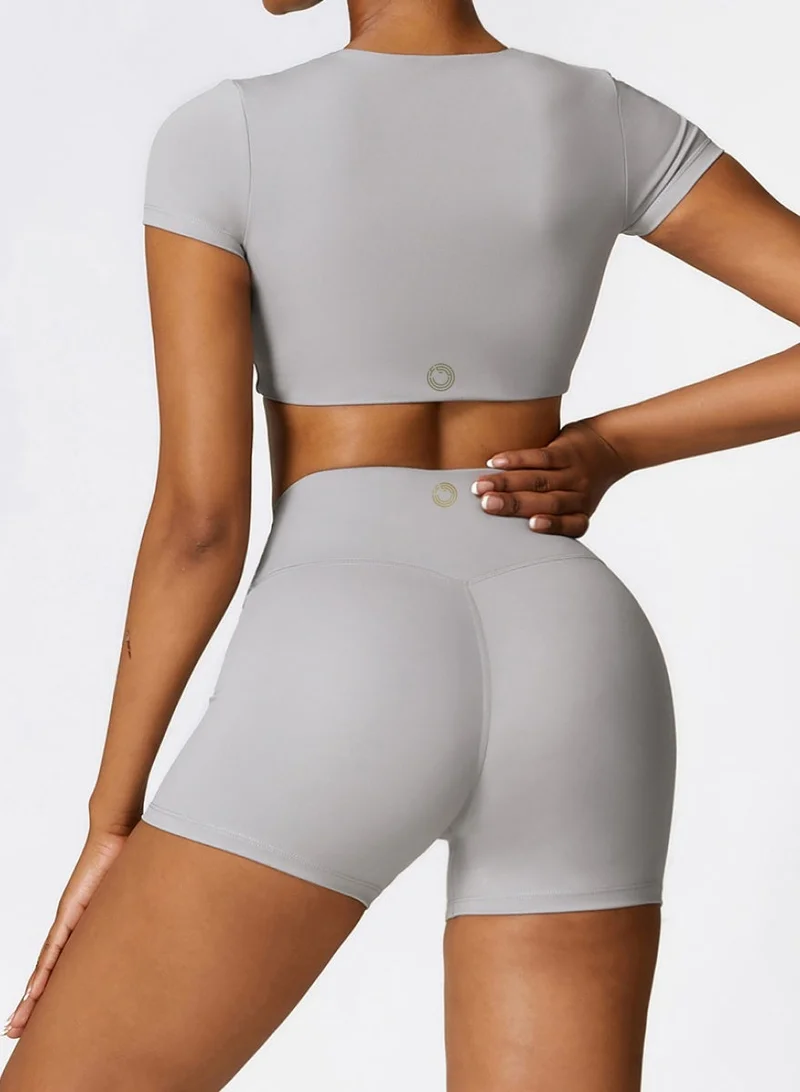 KAWN.YOGA Womens Crop Top Shirt Short Sleeves - Padded Low Impact Workout Yoga Shirt with Removable Built in Bra