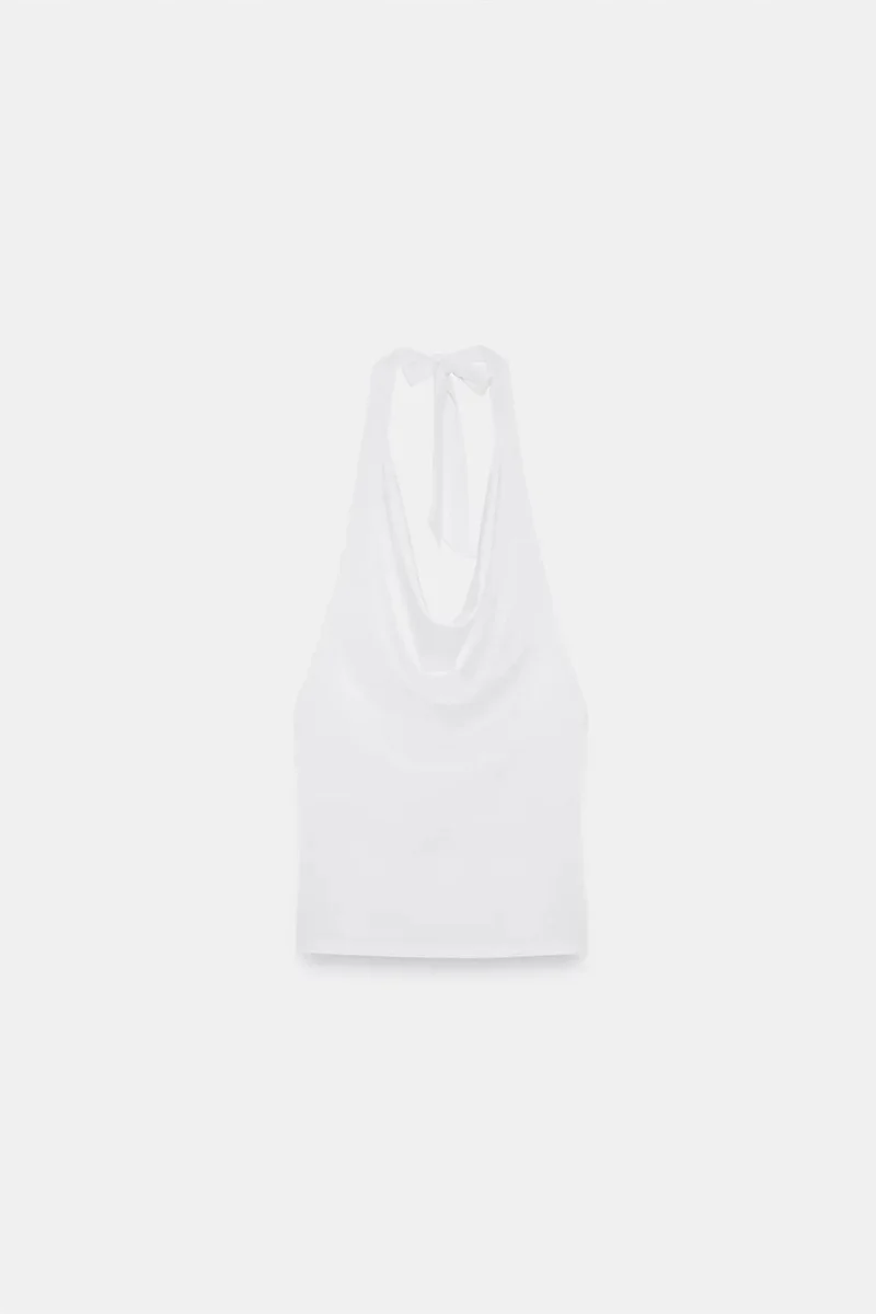 Dilvin White DILVIN Sleeveless Cowl Neck Tie Blouse for Women | Best Price UAE