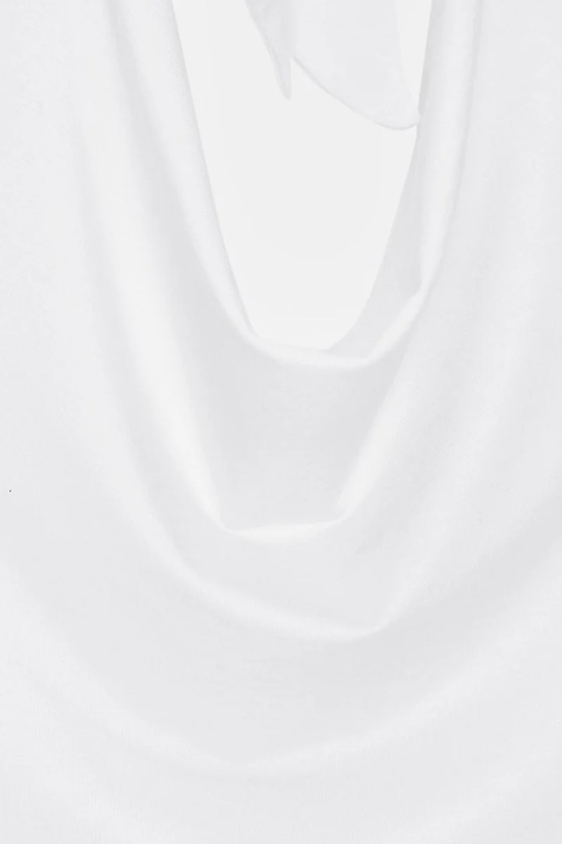 Dilvin White DILVIN Sleeveless Cowl Neck Tie Blouse for Women | Best Price UAE