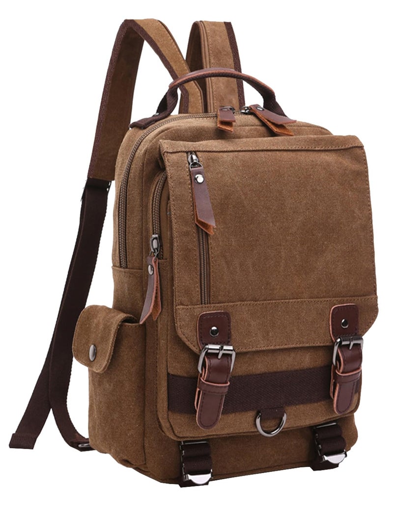 mygreen Vintage Canvas Cross Body Messenger Backpack Rucksack for Men Casual Book Bag Sports Daypack - Image 1