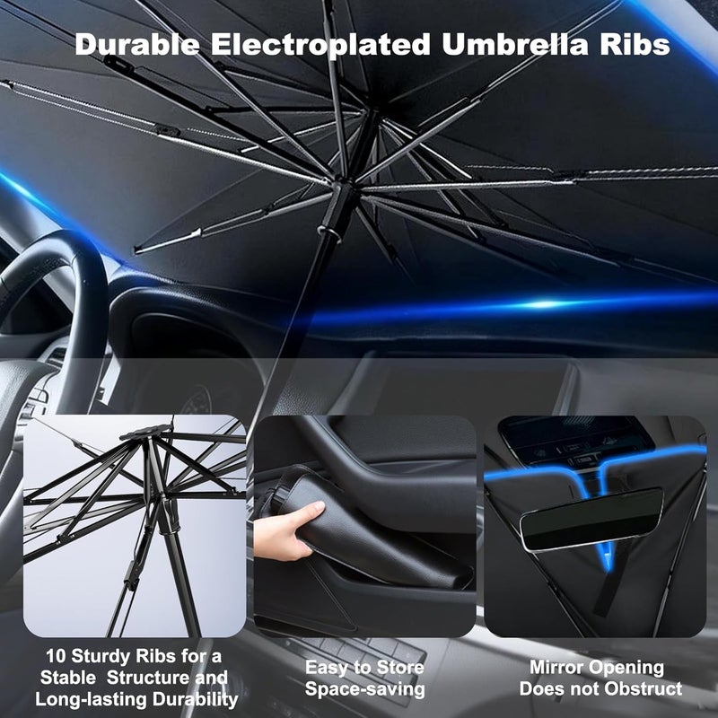 BIRDDIE Car Umbrella Shade for Windshield - UV & Heat Protection with Leather Case - Image 4