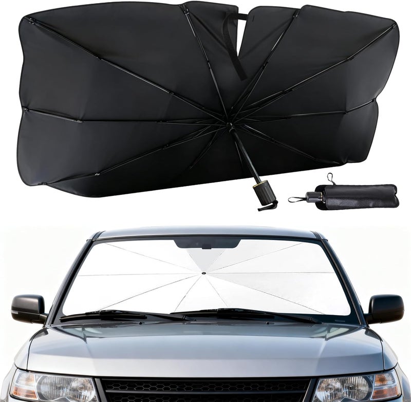 BIRDDIE Car Umbrella Shade for Windshield - UV & Heat Protection with Leather Case - Image 1