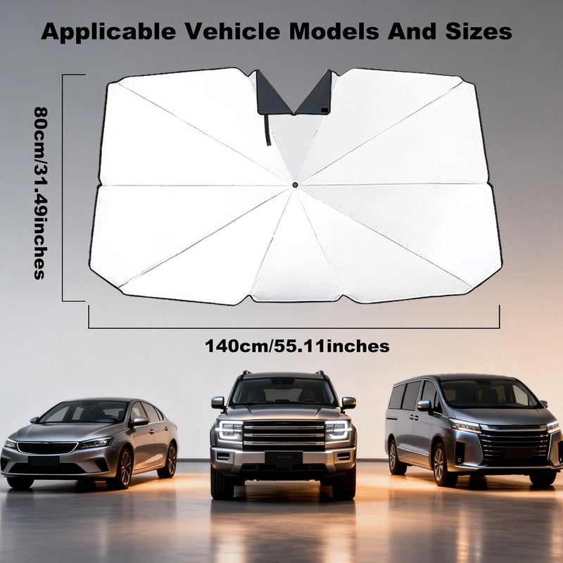 BIRDDIE Car Umbrella Shade for Windshield - UV & Heat Protection with Leather Case - Image 5