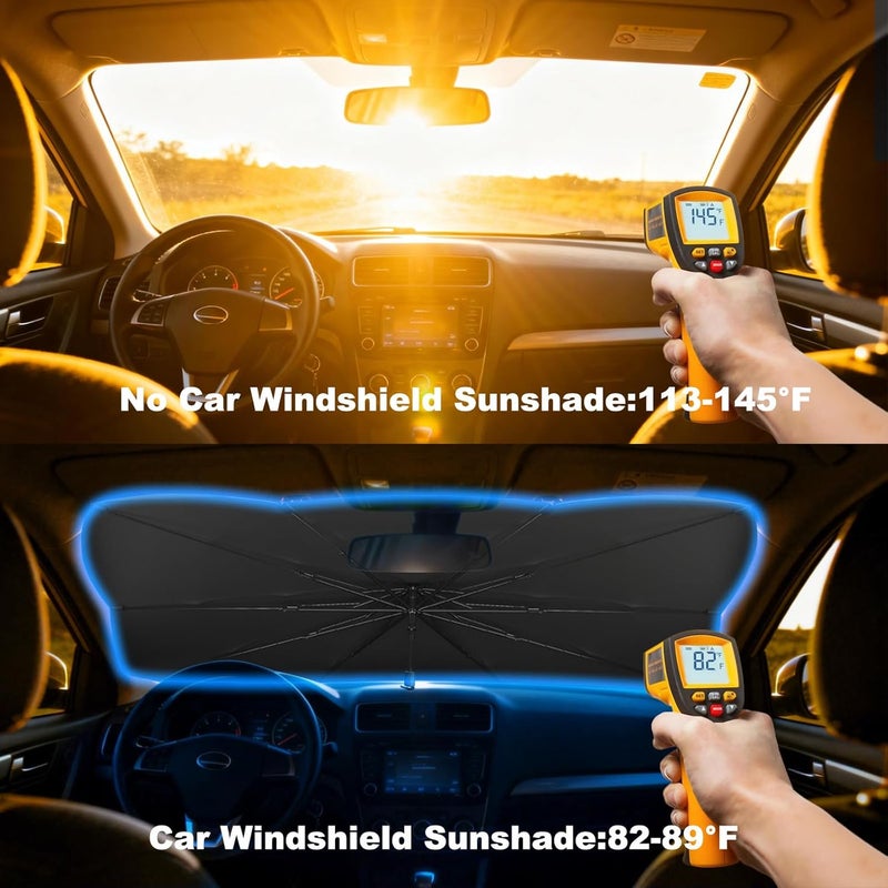 BIRDDIE Car Umbrella Shade for Windshield - UV & Heat Protection with Leather Case - Image 2