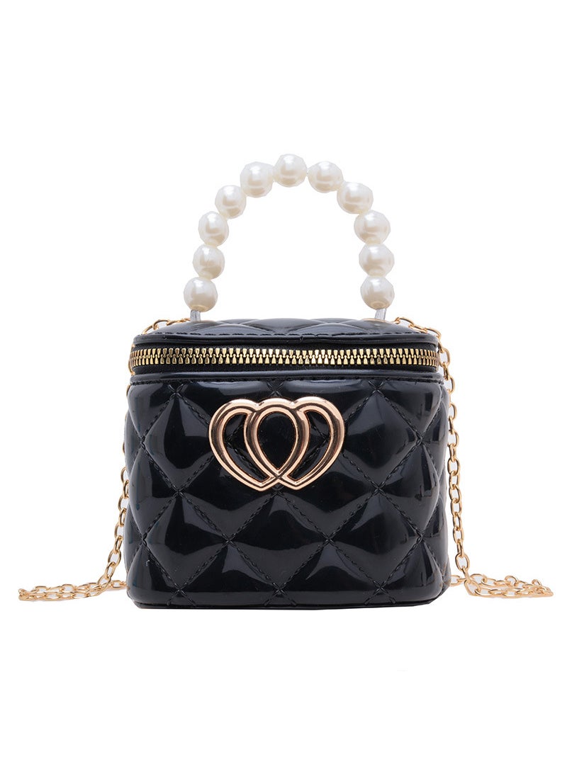 Generic Fashionable 2024 New Childrens Handbag Pearl Small Size Womens Backpack Spring Summer Jelly Makeup Bag Motorcycle Equipment Ac Black 