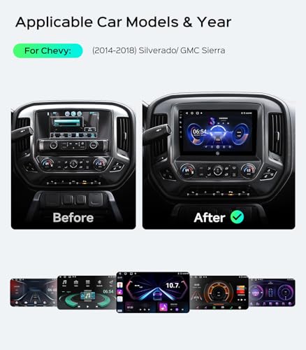 AINAVI 10.2'' Car Radio Stereo for Chevy Silverado 2014 2015 2016 2017 2018 GMC Sierra 2+64G Replacement Upgrade 5G WiFi Wireless Carplay/Android Auto/GPS/Bluetooth/FM Radio/1080P SWC - Image 2