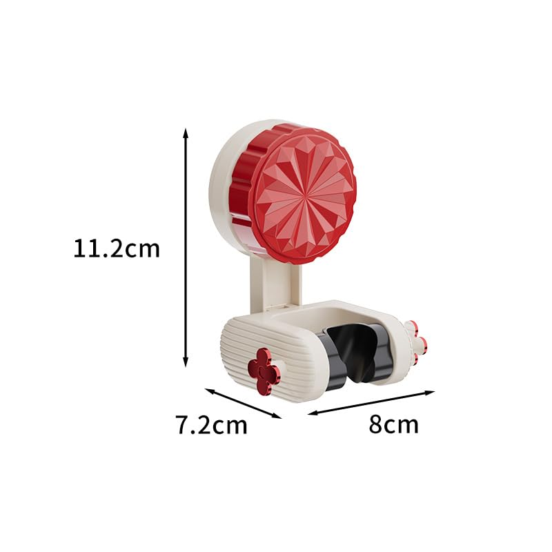 Cisily Adjustable Shower Head Holder, Vacuum Suction Cup Mount, Punch-Free Installation, White and Red, 11.2 x 8 x 7.2 cm  - Image 2