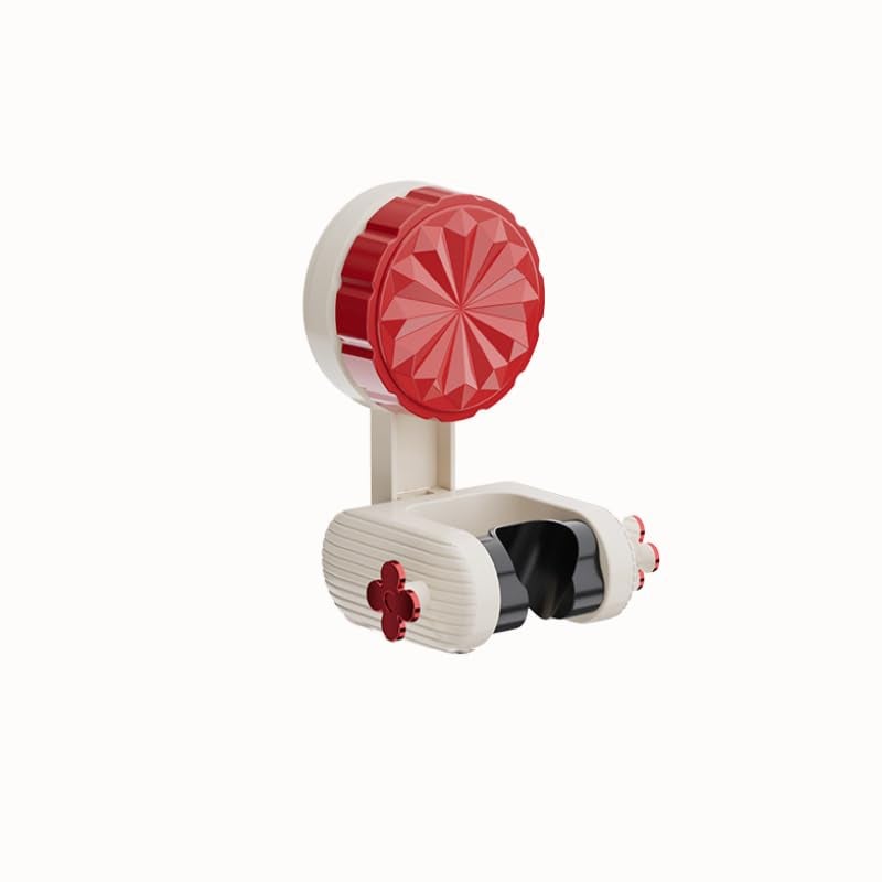 Cisily Adjustable Shower Head Holder, Vacuum Suction Cup Mount, Punch-Free Installation, White and Red, 11.2 x 8 x 7.2 cm  - Image 5