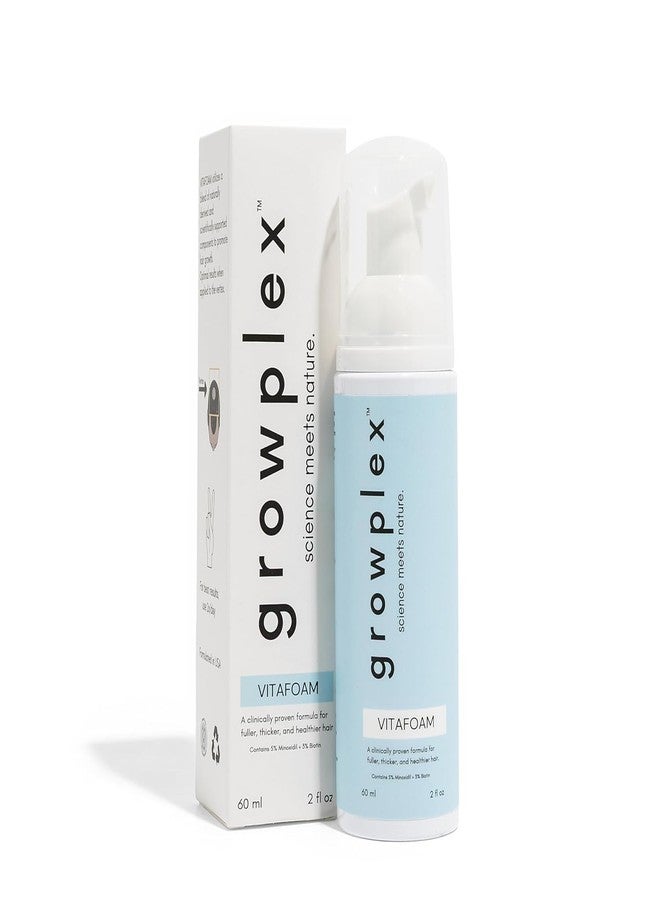 Growplex Vitafoam 5% Minoxidil Foam for Men & Women, DHT Blocking Minoxidil for Men Foam, Non-Greasy, Fast-Drying Formula for Hair Regrowth - Image 1
