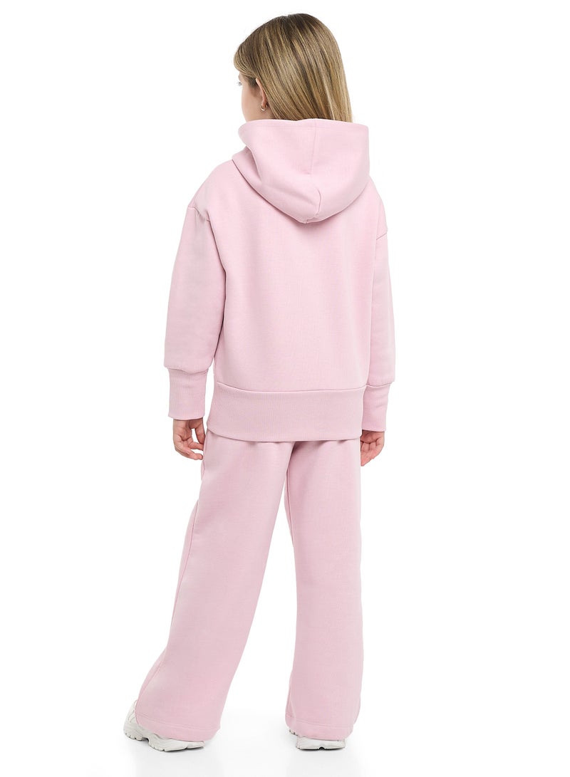 victor and jane Girls CHIC Sequin Fleece Tracksuit – Pink 2-Piece Set - Image 2
