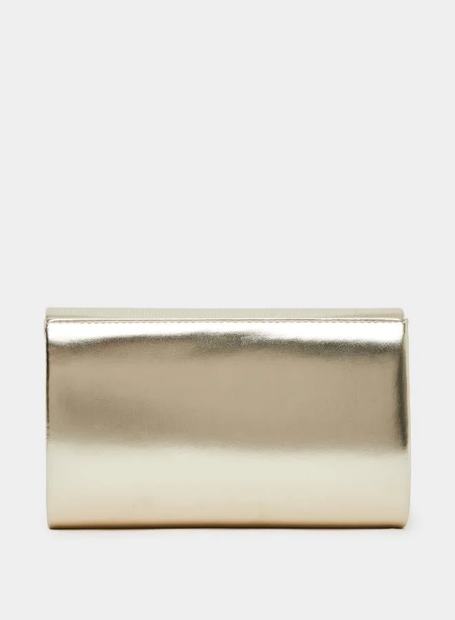 Styli Women Gold Metallic Envelope Clutch Bag