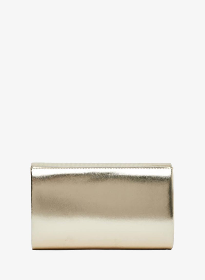 Styli Women Gold Metallic Envelope Clutch Bag - Image 2