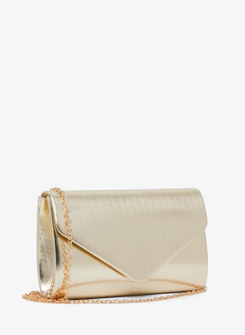 Styli Women Gold Metallic Envelope Clutch Bag - Image 1