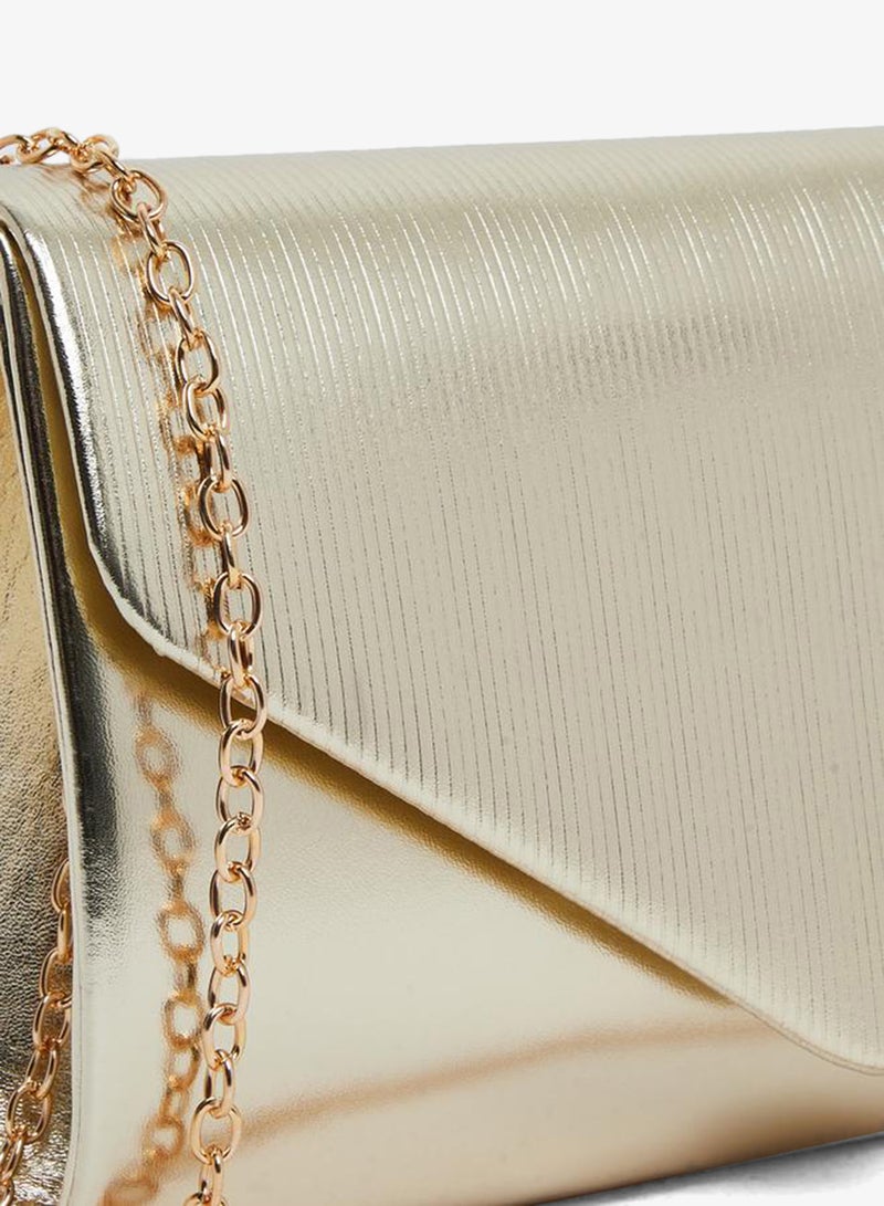Styli Women Gold Metallic Envelope Clutch Bag - Image 3