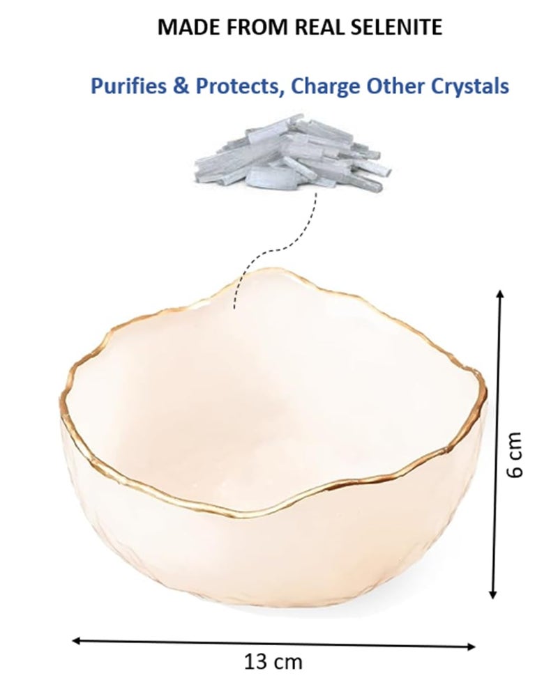 GEMTUB ® Natural Certified Handcrafted Selenite Charging Bowl for Crystals, Bracelets, Jewelry & Healing Stones | Crystal Cleanser & Energy Recharging Bowl (Size 5x2.5 Inches) - Image 2