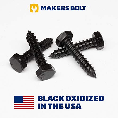 MAKERS BOLT Stainless Steel Black Lag Bolts 5/16" x 2" Hex Lag Screws (10 pcs) 18-8 Stainless Black Oxidized in USA - Image 2