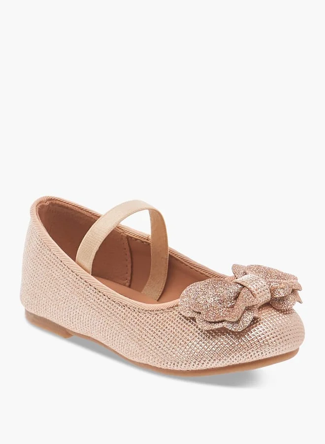 Flora Bella By Shoexpress Girls Bow Accent Ballerina Shoes with Elastic Strap Detail