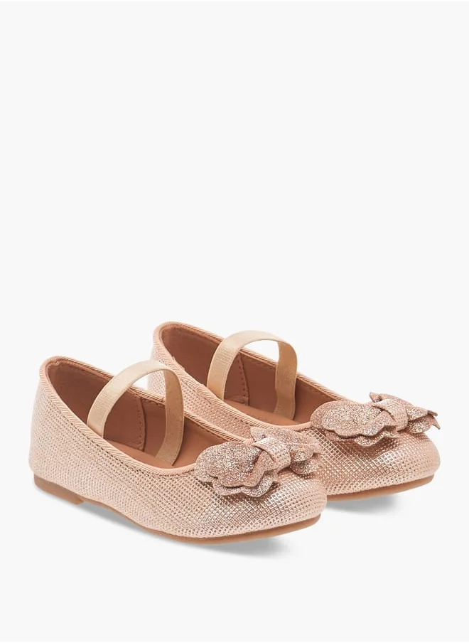 Flora Bella By Shoexpress Girls Bow Accent Ballerina Shoes with Elastic Strap Detail