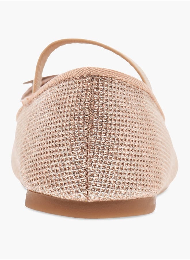 Flora Bella By Shoexpress Girls Bow Accent Ballerina Shoes with Elastic Strap Detail  - Image 5
