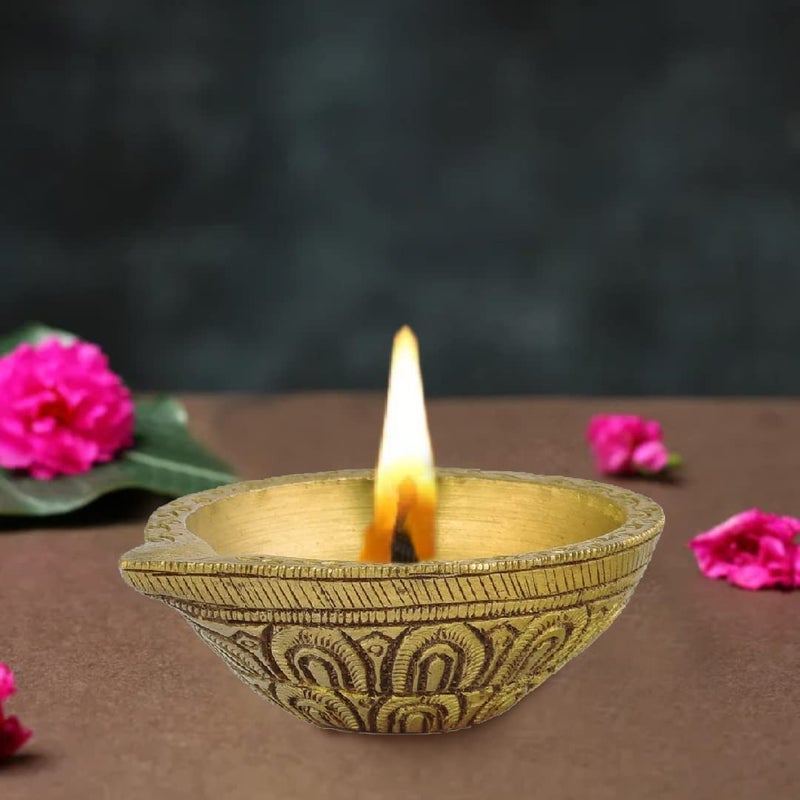 The Advitya The Advitya Brass Diya for PujaPooja DeepakPooja Oil Lamp Gifts Diwali Decoration Items for Home Decor 1 Engraved Diya 