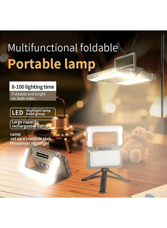 Brown Rechargeable LED Lantern 4000mAh Portable Camping Light with Handle and Hanging Hook - Image 1