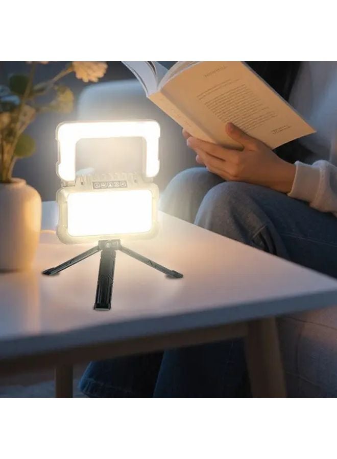 Brown Rechargeable LED Lantern 4000mAh Portable Camping Light with Handle and Hanging Hook - Image 2