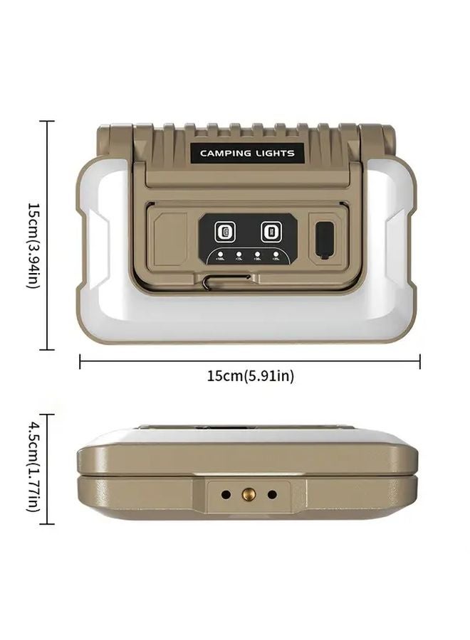 Brown Rechargeable LED Lantern 4000mAh Portable Camping Light with Handle and Hanging Hook - Image 3