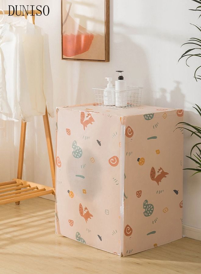 DUNISO Thick Fabric Washing Machine Cover Waterproof Dustproof Sunscreen Durable Washer Cover with Smooth Zipper and Velcro for Laundry Kitchen Home - Image 3