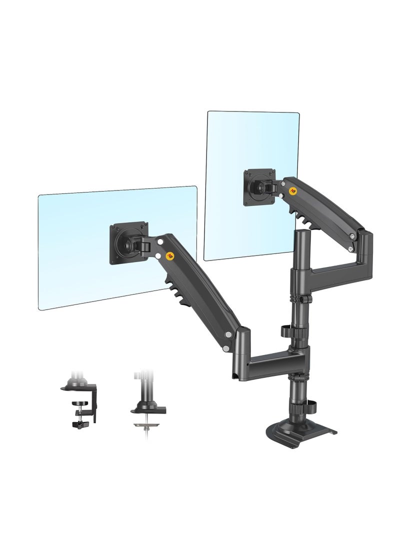 Generic Dual Monitor Desk Mount Stand with Adjustable Gas Spring - Fits 17'' to 27'' Screens, Each Arm Supports Up to 19.8 lbs – VESA Compatible 75/100  - Image 1