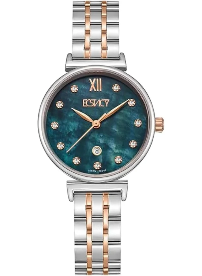 ECSTACY Ecstacy Women's GL12 Movement Watch, Analog Display and Stainless Steel Strap - E23506-KBKMN, Two Tone Rose Gold