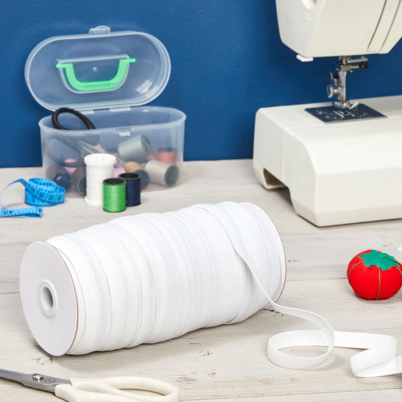 Juvale Elastic Band for Sewing - Half-Inch Knit Band for Waistbands & Half-Inch Elastic for Sewing - Bulk 109-Yard Roll & Craft Supplies - 109 Yds, White - Image 3