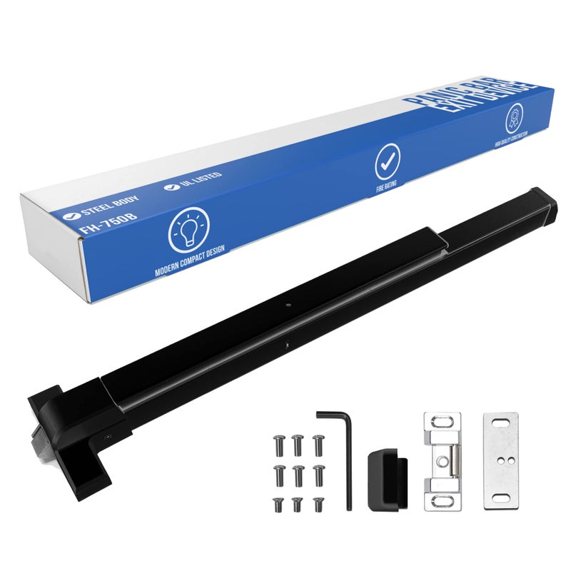 FORTSTRONG Push Bar Panic Exit Device Black Panic Bars for Exit Doors UL Listed Grade 1 ADA Emergency Exit Door Push Bar Certified FS750B