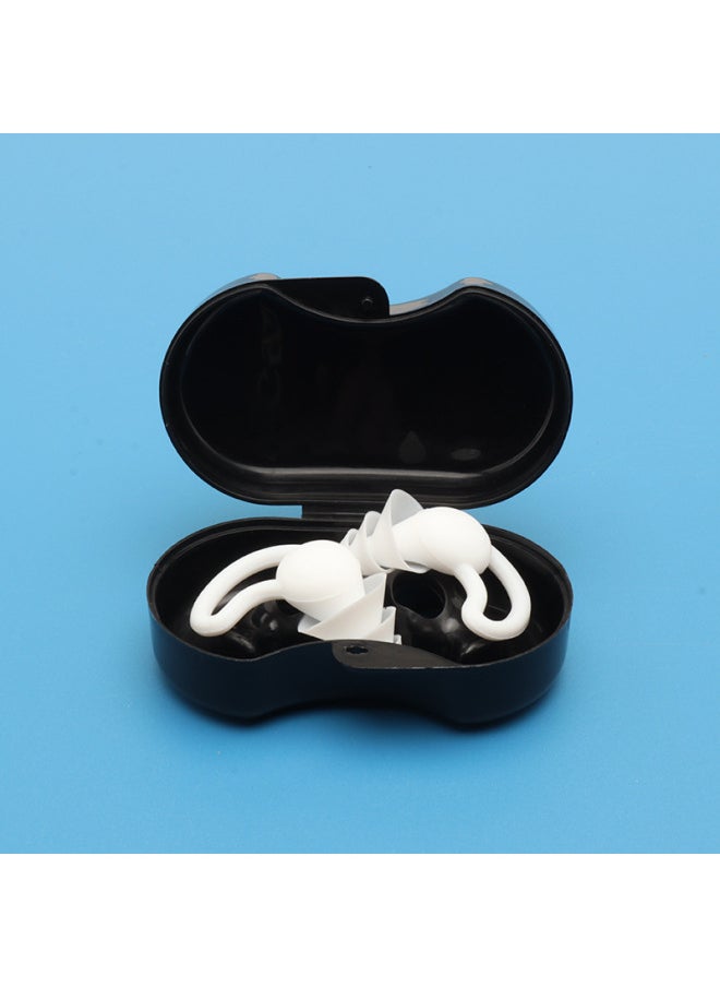 Generic - Silicone Soundproof Earplugs Anti-noise Sleep Industrial Protection Swimming Waterproof Student Dormitory Special Mute Artifact-Color:Ivory White/Pair (Black PP Box) - Image 1