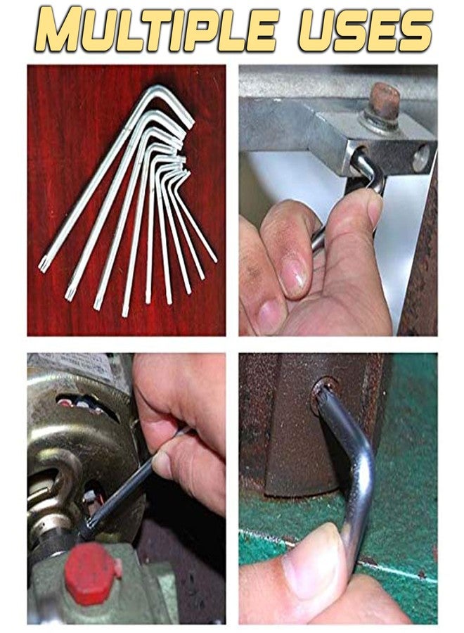 Digital Craft 9pcs Security Torx Hex Key Wrench Set – T10 to T50 Long Arm Allen Keys | Chrome Vanadium Steel Cr-V with Chrome Plated Finish | Star Wrench Set for Bikes, Cars, Furniture, DIY - Image 5
