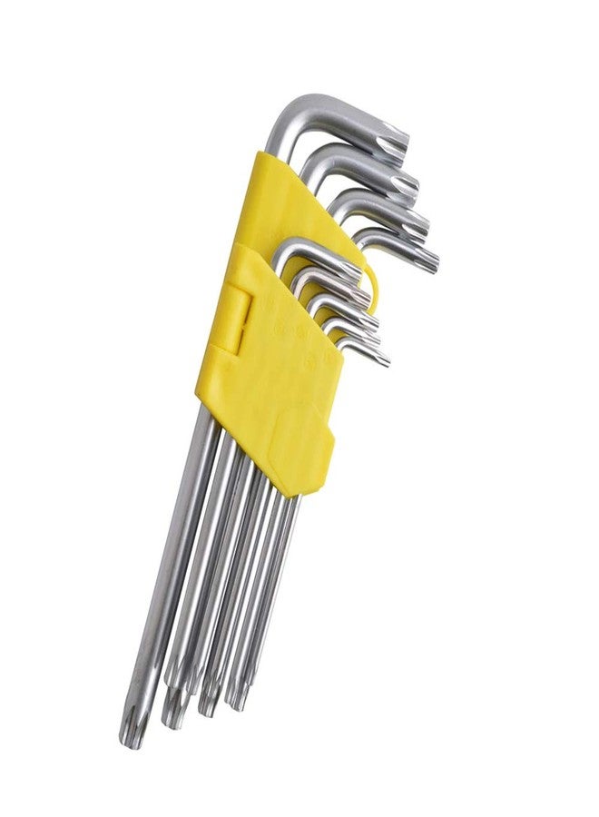 Digital Craft 9pcs Security Torx Hex Key Wrench Set – T10 to T50 Long Arm Allen Keys | Chrome Vanadium Steel Cr-V with Chrome Plated Finish | Star Wrench Set for Bikes, Cars, Furniture, DIY - Image 1