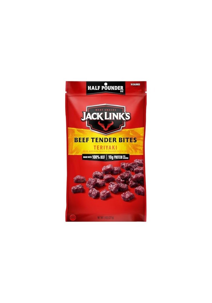 Jack Link's Jack Links Beef Tender Bites Teriyaki Half Pounder Bag  Flavorful Meat Protein Snacks for Lunches 10g of Protein and 70 Calories per Serving Made with 100 Beef - Image 1